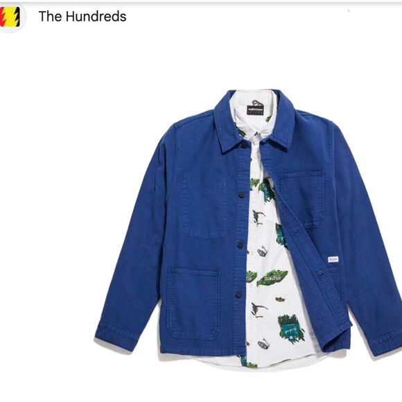 The Hundreds Chore Jacket Mens XL Blue Lens Work Utility Coat Cotton Twill Skate - Picture 13 of 13